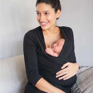 Seraphine Maternity Black Skin to Skin Wrap Top